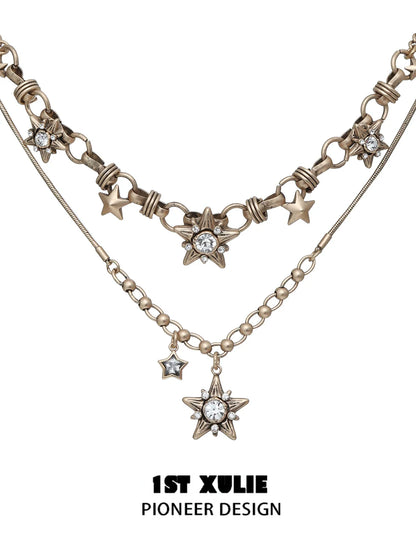 Vintage starlight pendant necklace with star charms and sparkling stones for a unique look
