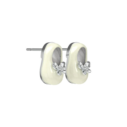 SUN HUNTER vintage walking shoe earrings featuring a floral design and elegant enamel finish