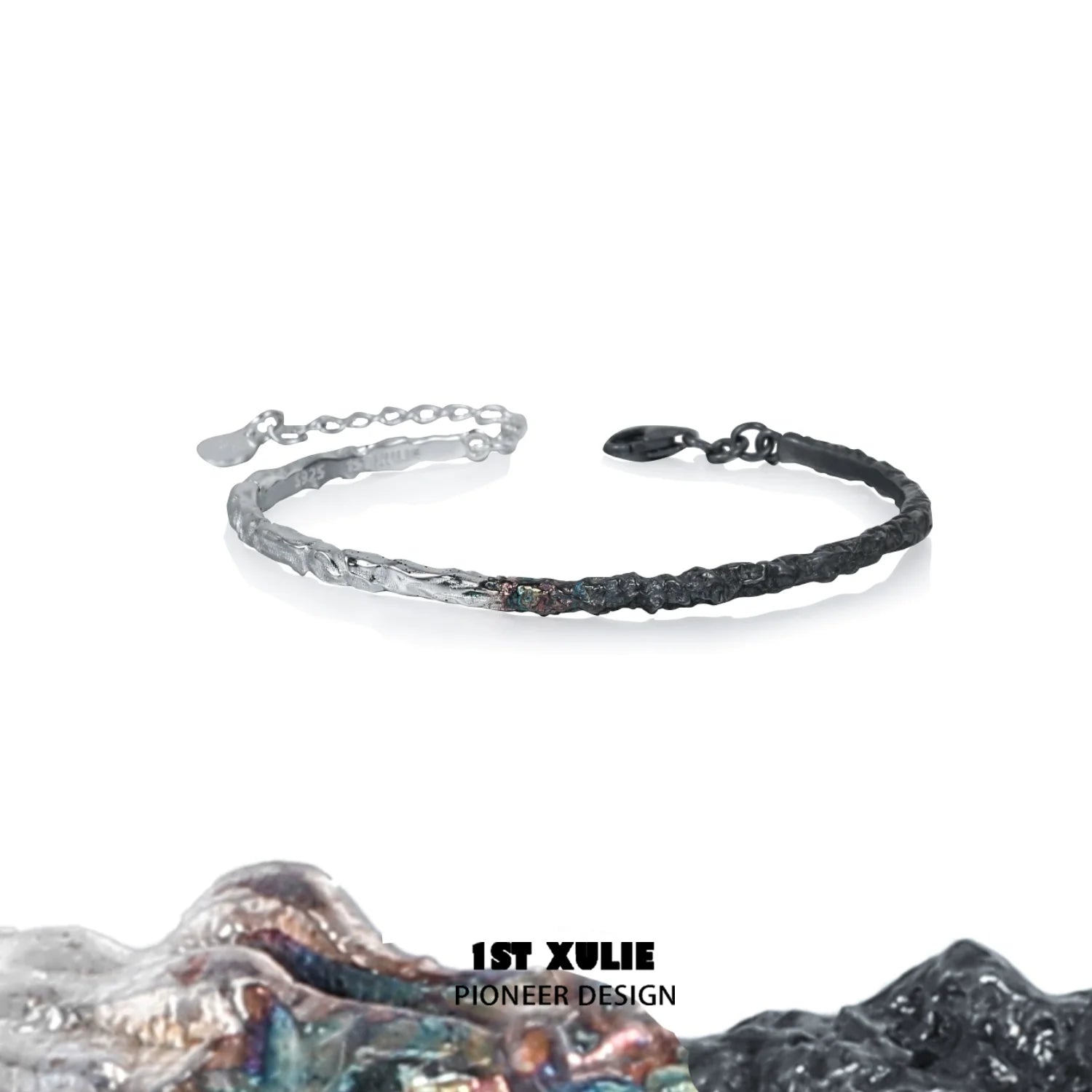Y2K black and white couple bracelet featuring a unique braided design with adjustable clasp