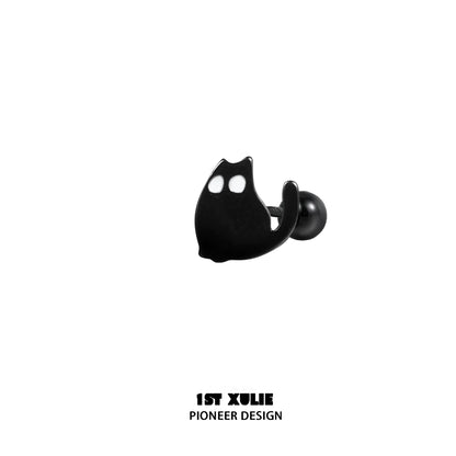 Y2K black cat earrings featuring a playful cat design for trendy fashion lovers