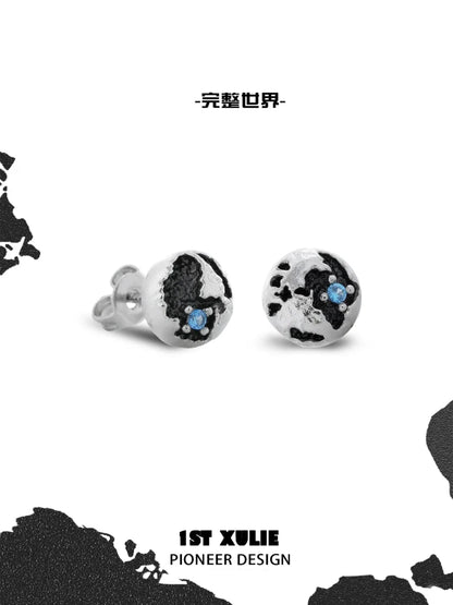 Y2K black silver stud earrings with unique design and sparkling accents for a trendy look
