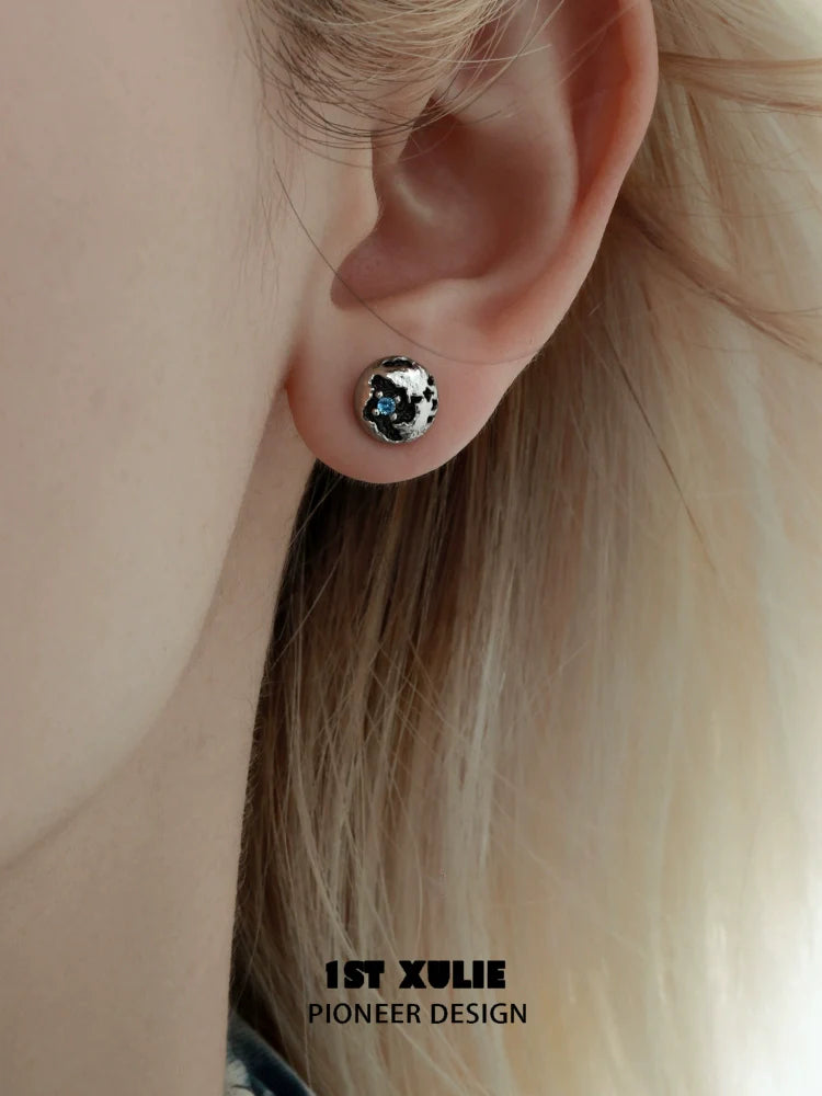Y2K black silver stud earrings designed for a modern and stylish look