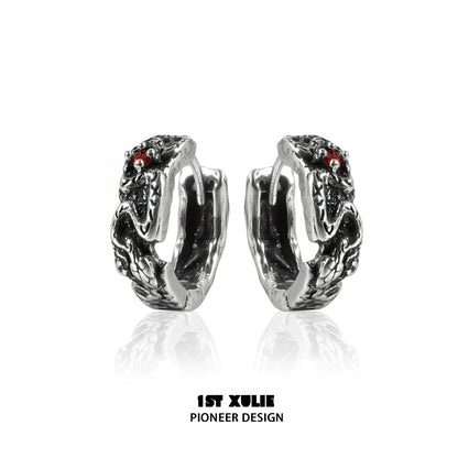 Y2K black snake earrings featuring detailed design and red accents for a stylish look