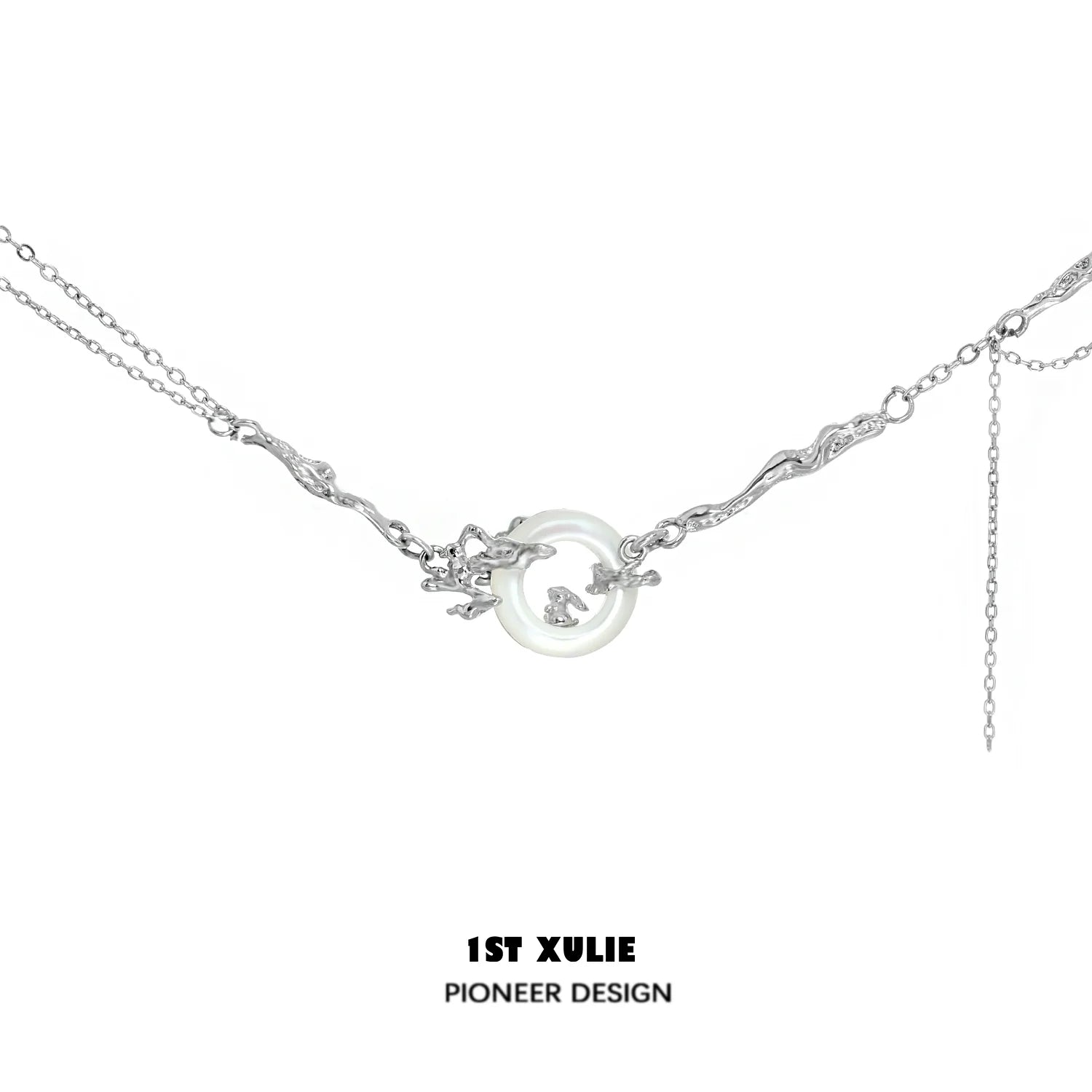Y2K bunny necklace featuring a unique design with a central charm and silver chain