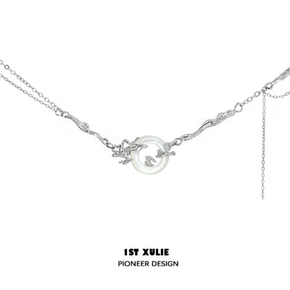 Y2K bunny necklace featuring a unique design with a central charm and silver chain