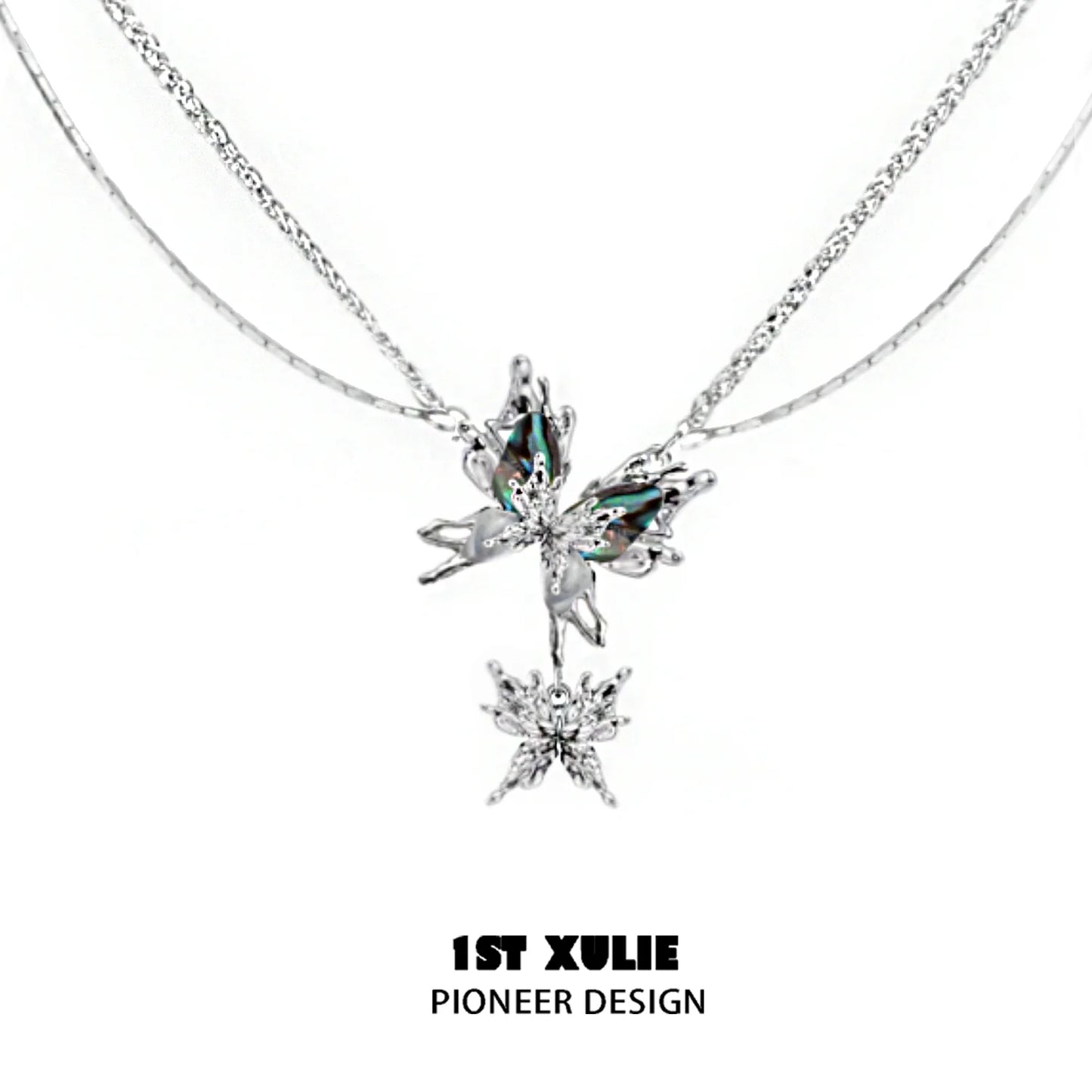 1ST XULIE Y2K butterfly necklace featuring a delicate butterfly design with sparkling stones