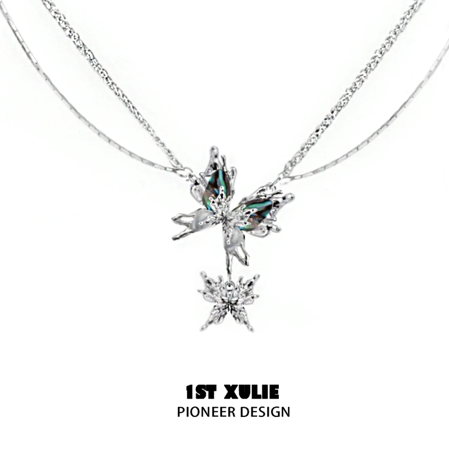 1ST XULIE Y2K butterfly necklace featuring a delicate butterfly design with sparkling stones