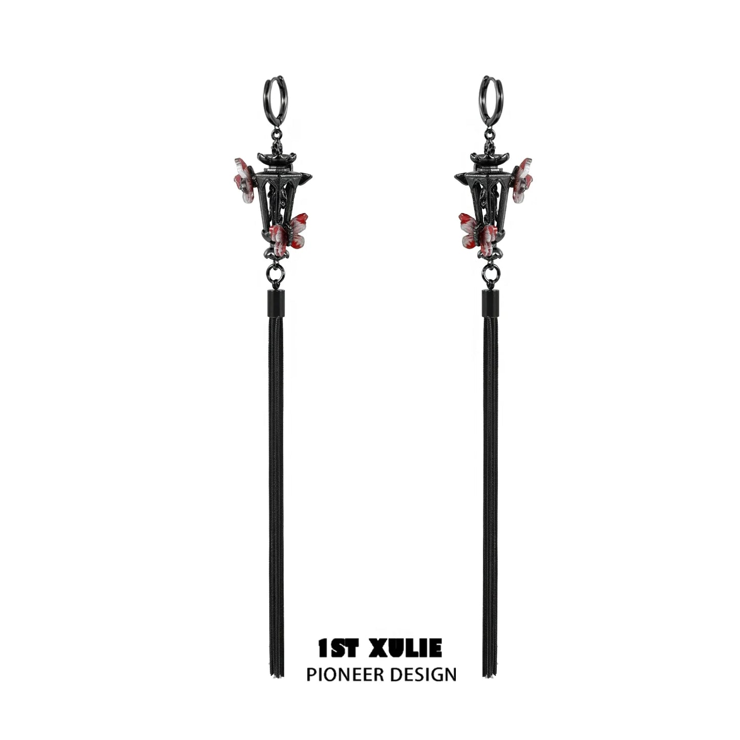 Y2K butterfly tassel earrings with vibrant colors and long tassel design for trendy outfits