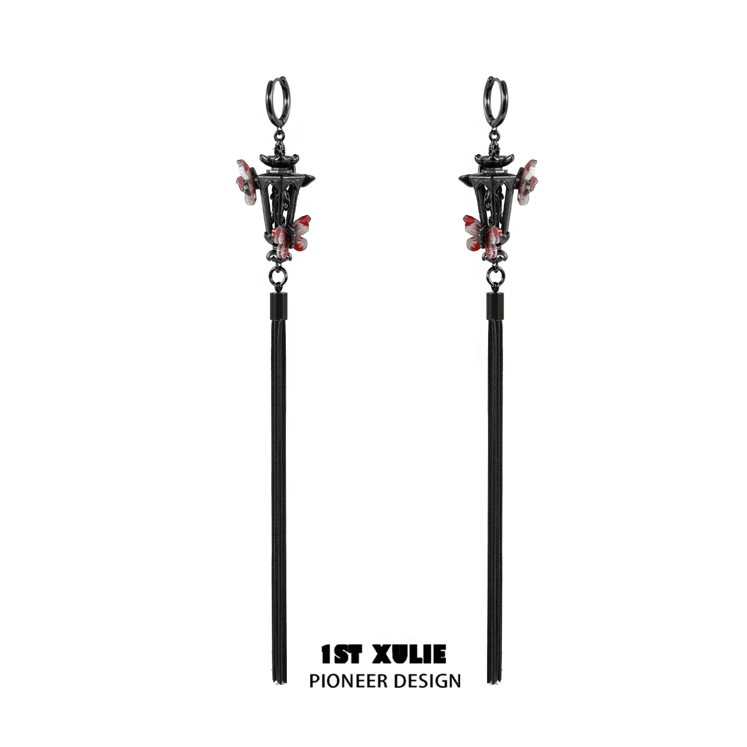 Y2K butterfly tassel earrings with vibrant colors and long tassel design for trendy outfits