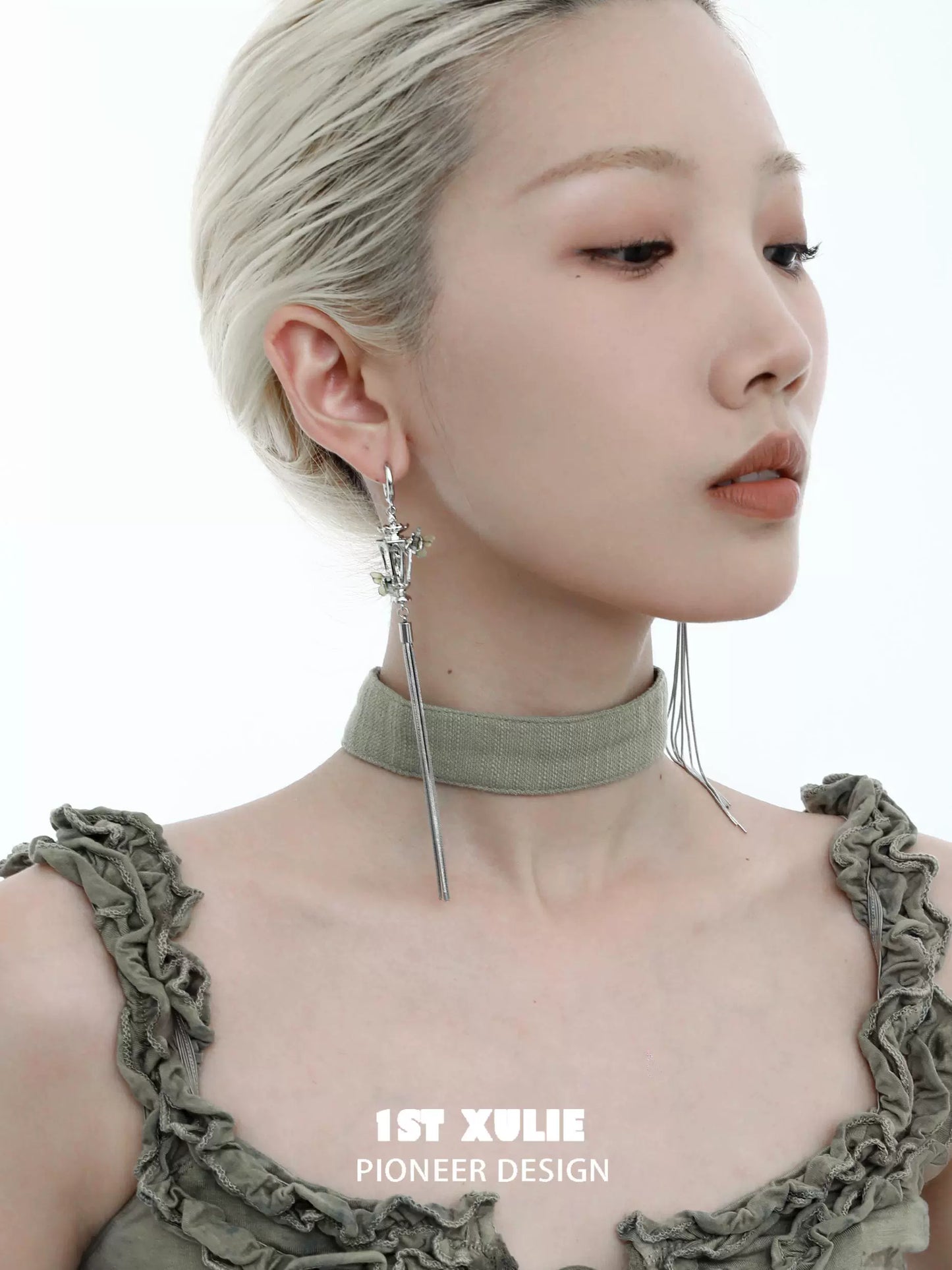 Y2K butterfly tassel earrings with silver details, designed for a trendy and fashionable look