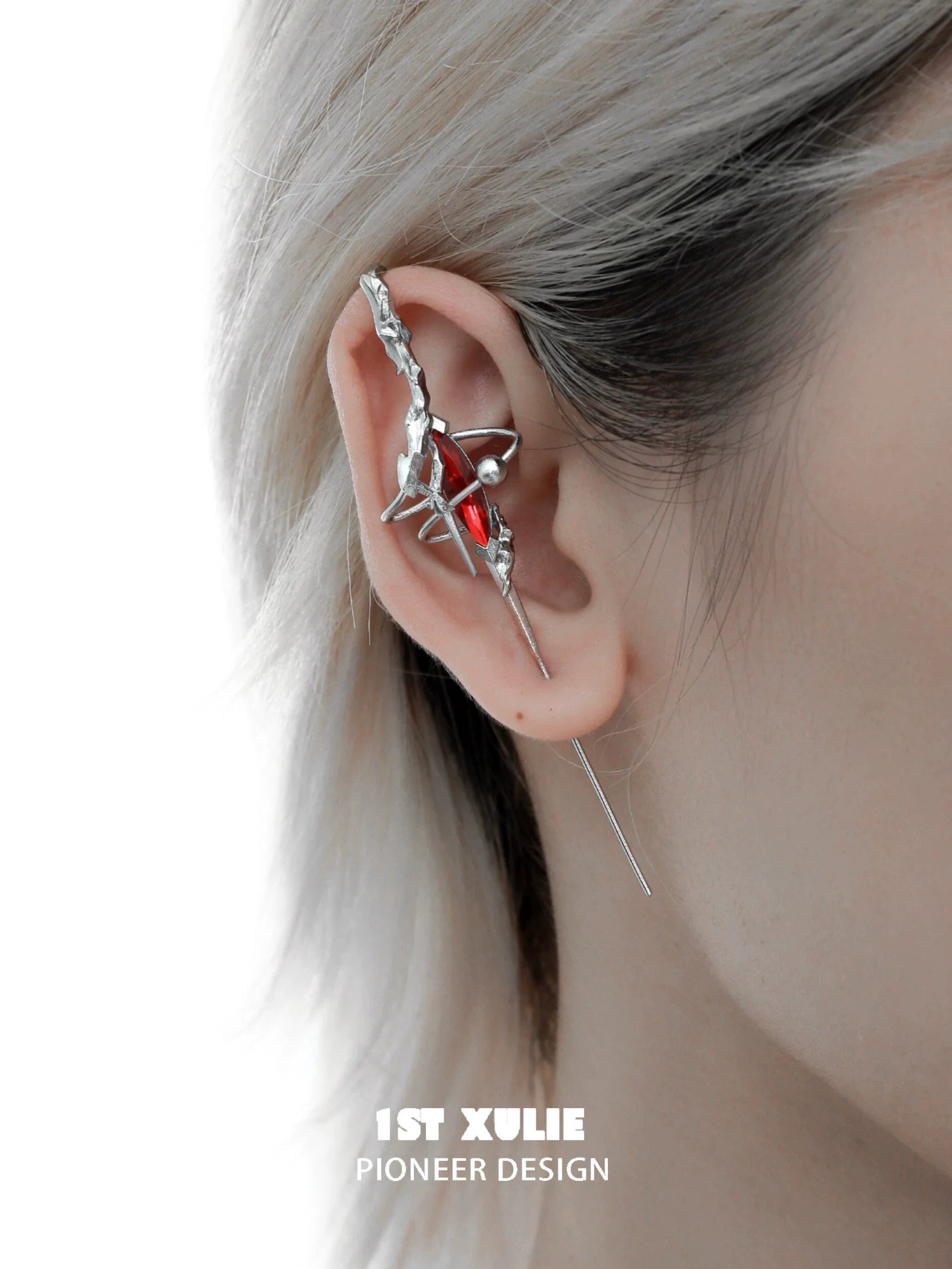 Y2K dream core ear piercing needle designed with intricate details and a unique red accent