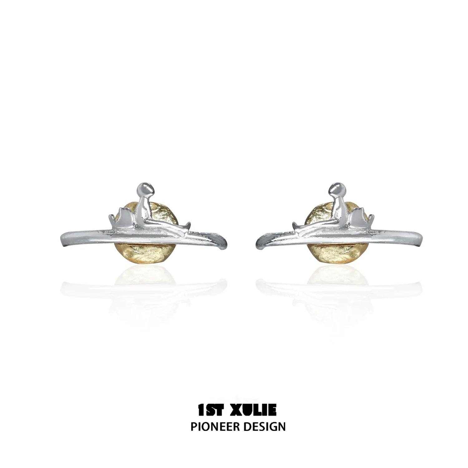 1ST XULIE Y2K lonely dreamer earrings featuring a unique silver and gold design for a trendy look