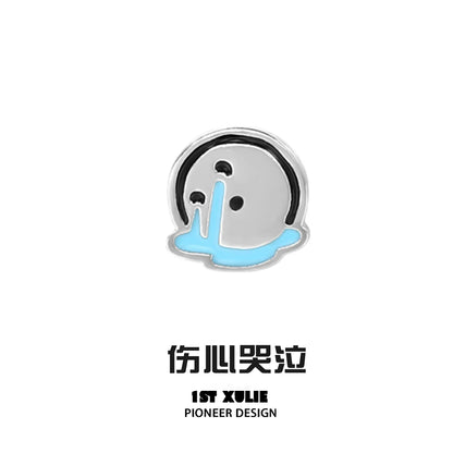 Y2K mood diary stud earrings in silver and blue featuring a playful design for trendy outfits