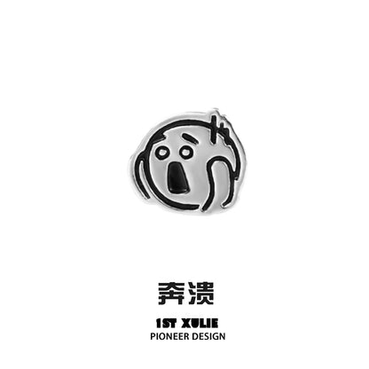 Y2K mood diary stud earrings featuring a unique design with a surprised expression
