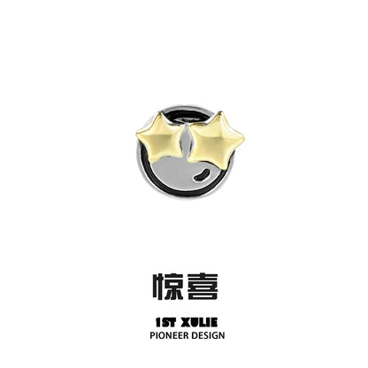 Y2K mood diary stud earrings with star design in silver and gold color for trendy accessories
