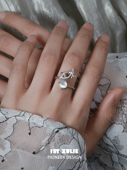 Y2K mushroom silver ring featuring a unique design with a smooth polished finish