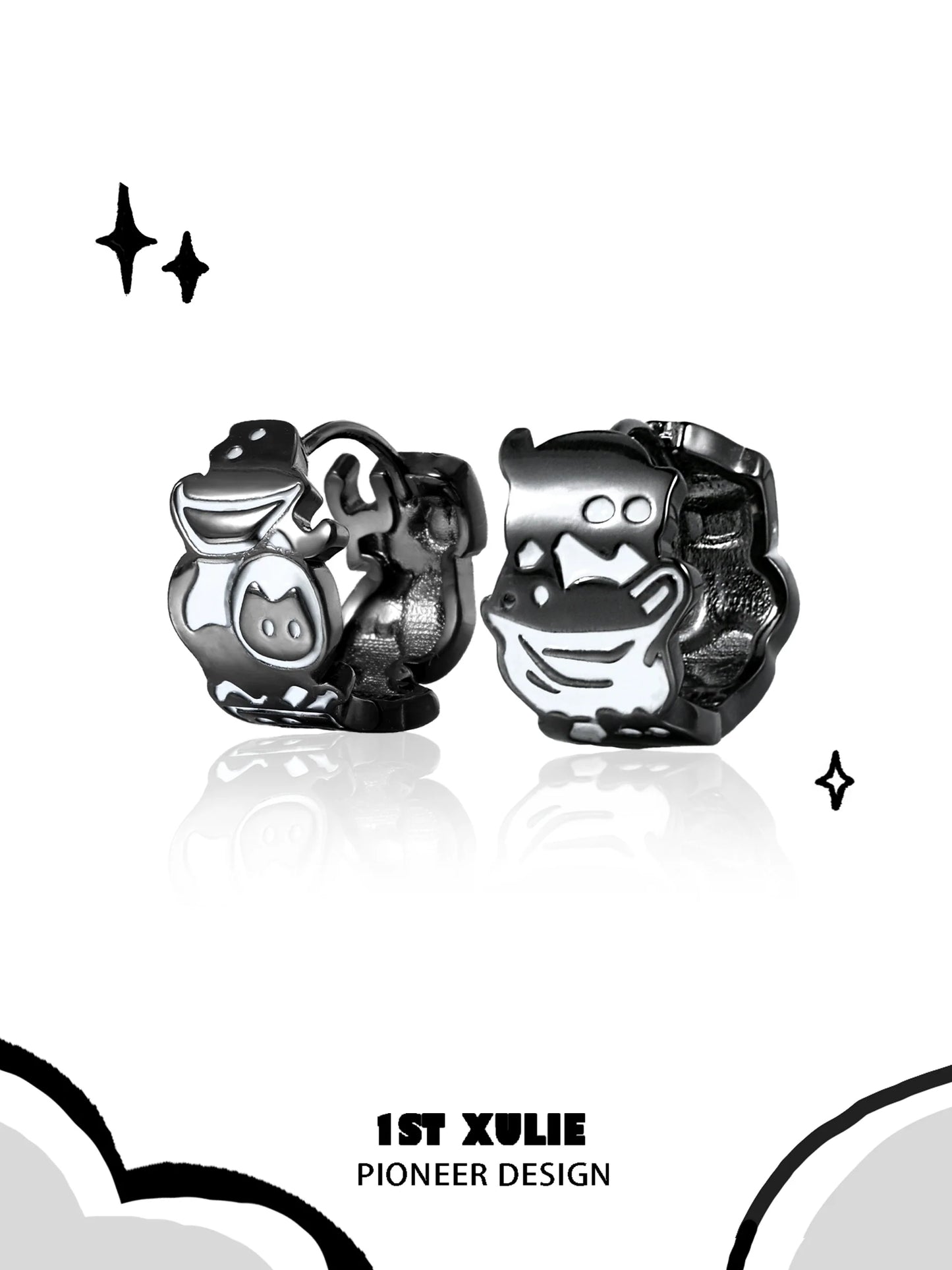 Y2K punk cat earrings in black with unique designs for trendy fashion lovers