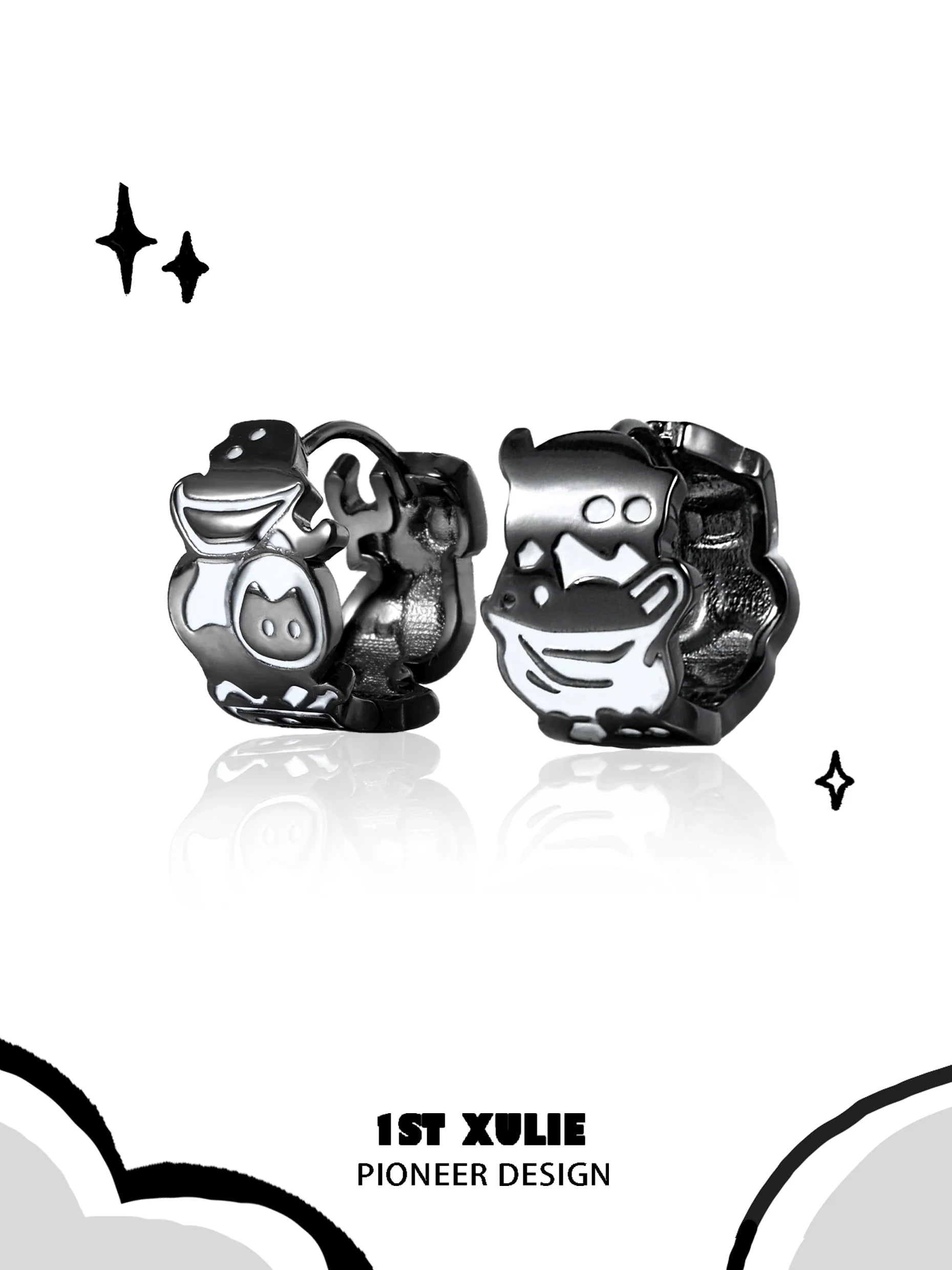 Y2K punk cat earrings in black with unique designs for trendy fashion lovers
