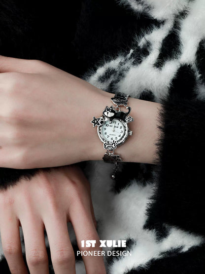 Y2K puppy watch bracelet with a cute design featuring stars and a playful puppy detail