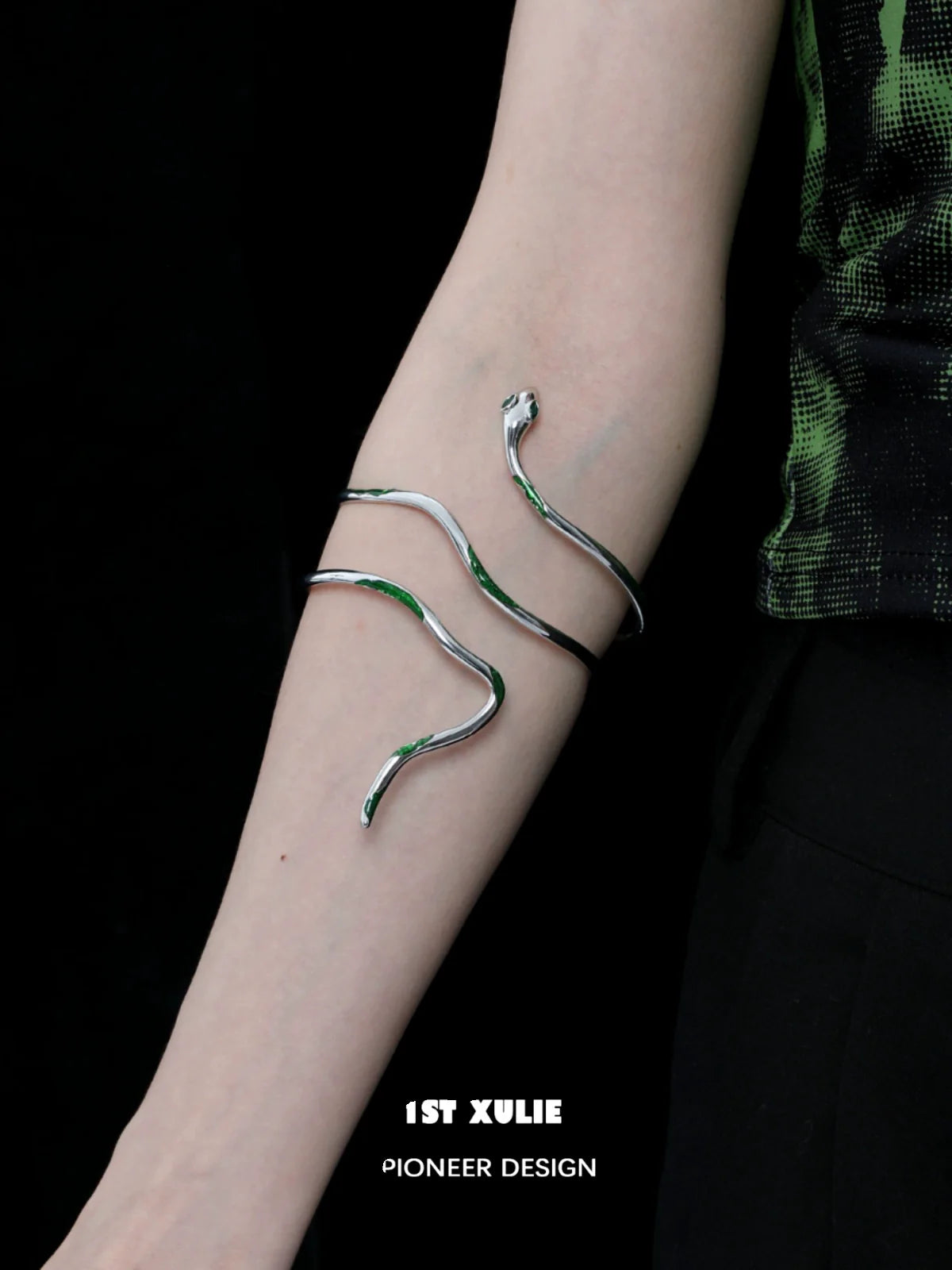 Y2K Slytherin snake arm bracelet featuring a sleek, twisting silver design for a stylish look