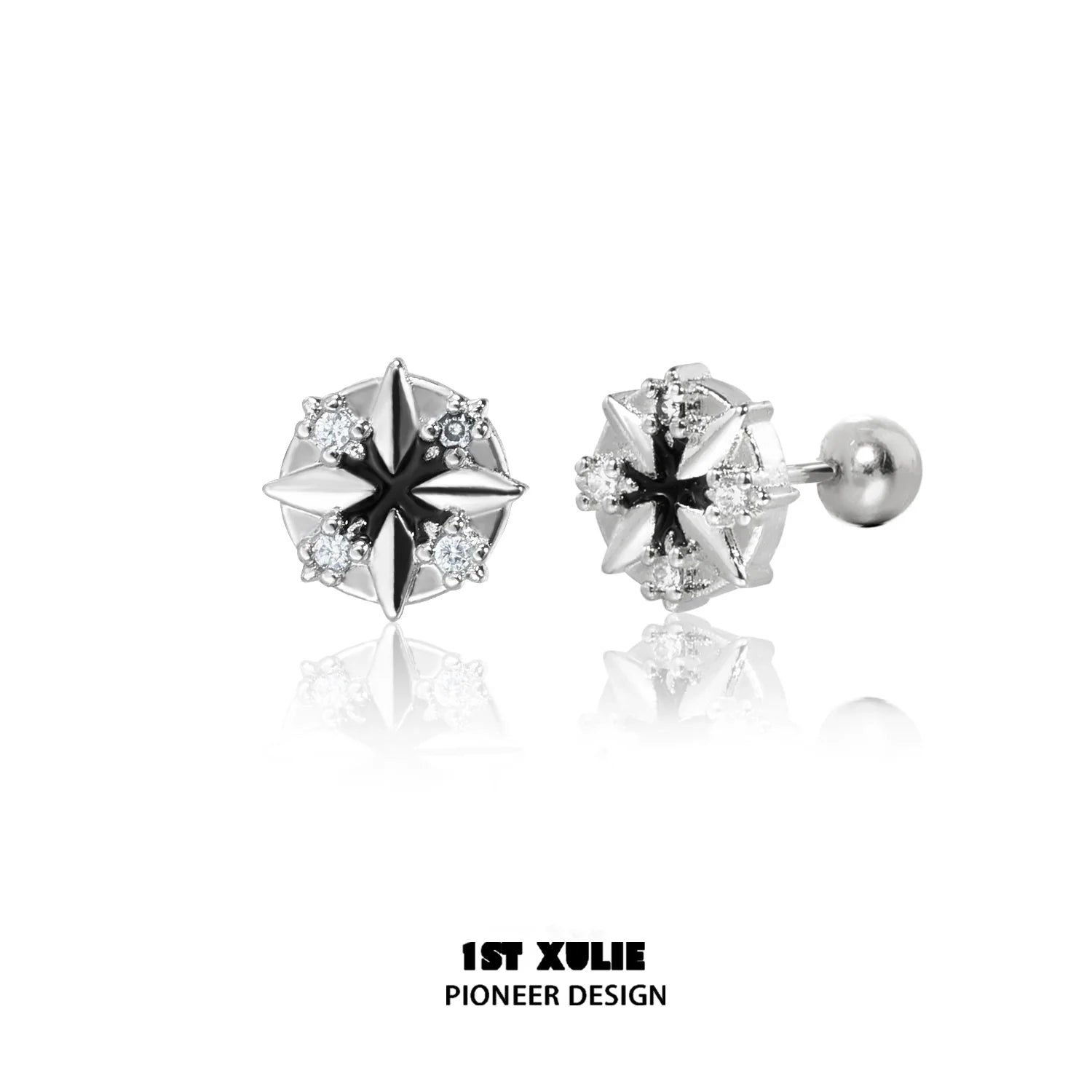Stylish Y2K star earrings with silver finish and sparkling stones for a trendy look