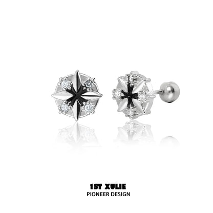 Stylish Y2K star earrings with silver finish and sparkling stones for a trendy look