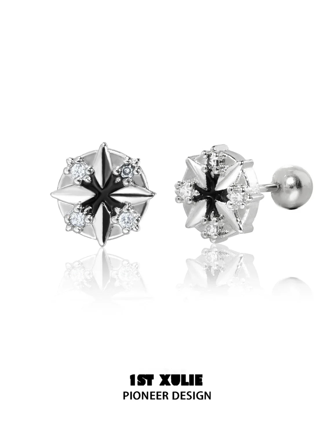 1STXULIE Y2K star earrings featuring silver star design with gemstones for a trendy look