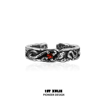 Y2K viper ring with intricate design and red gemstone accent for a bold statement