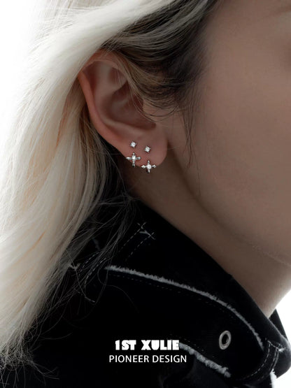 Elegant zircon ear studs for women in silver design, perfect for everyday wear and special occasions