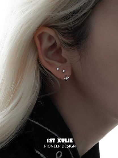 Stylish zircon ear studs for women featuring a modern design, perfect for everyday wear.